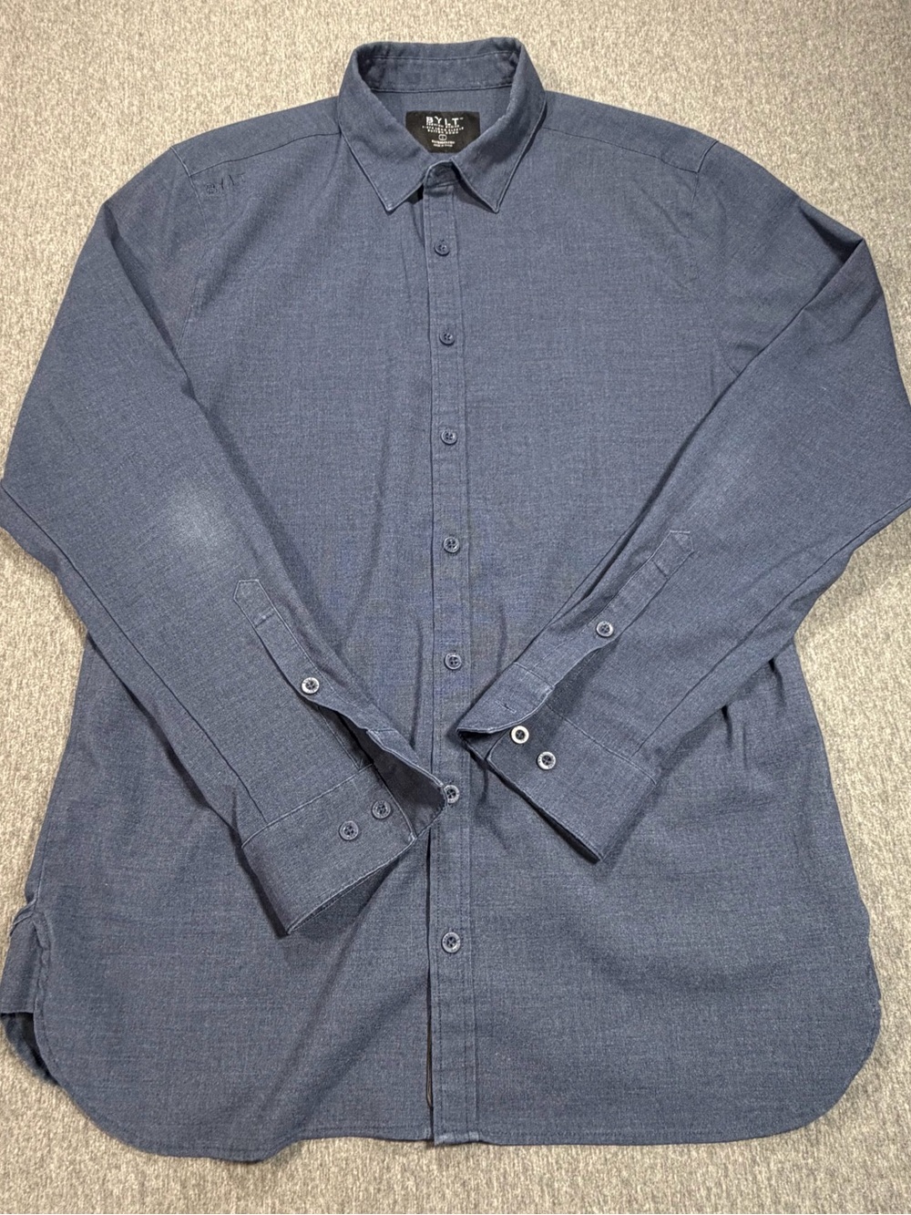 BYLT Premium Basics Vista Long Sleeve Button Down Navy Blue Mens Large